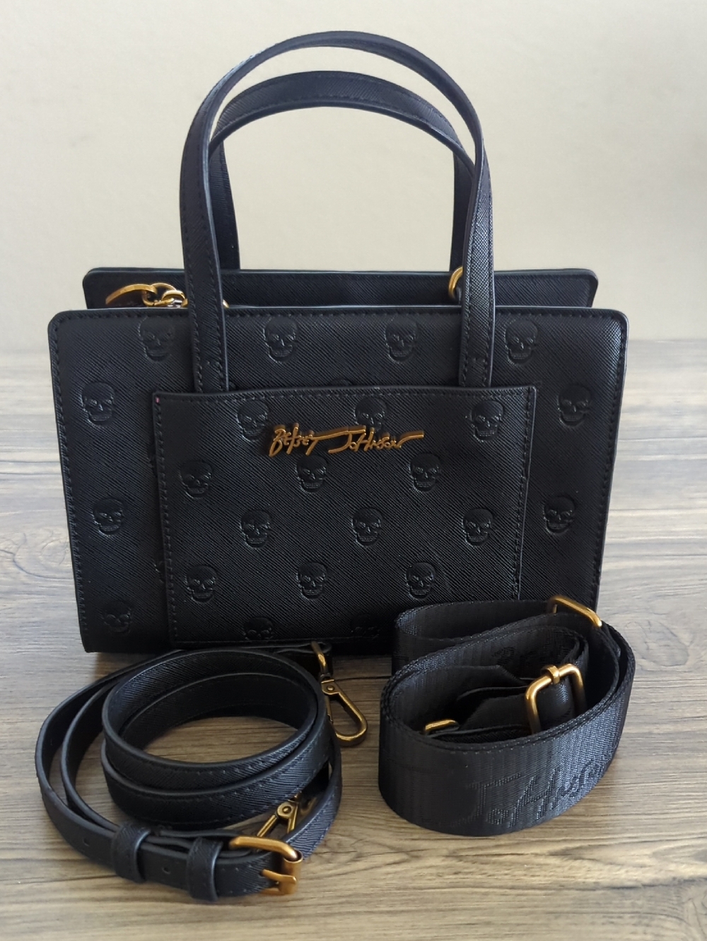 Betsey Johnson Black Embossed Skull Tote Bag - Picture 6 of 8